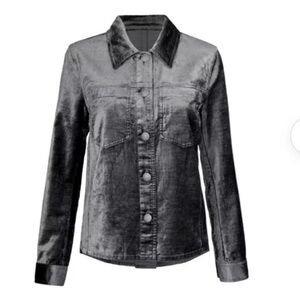CAbi Tuesday Topper Velvet Jacket Iron Gray Shacket Button Front 3730 Size Small